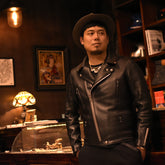 May club -【Addict Clothes】AD-02L SHEEPSKIN DOUBLE RIDERS JACKET - BLACK(茶芯)